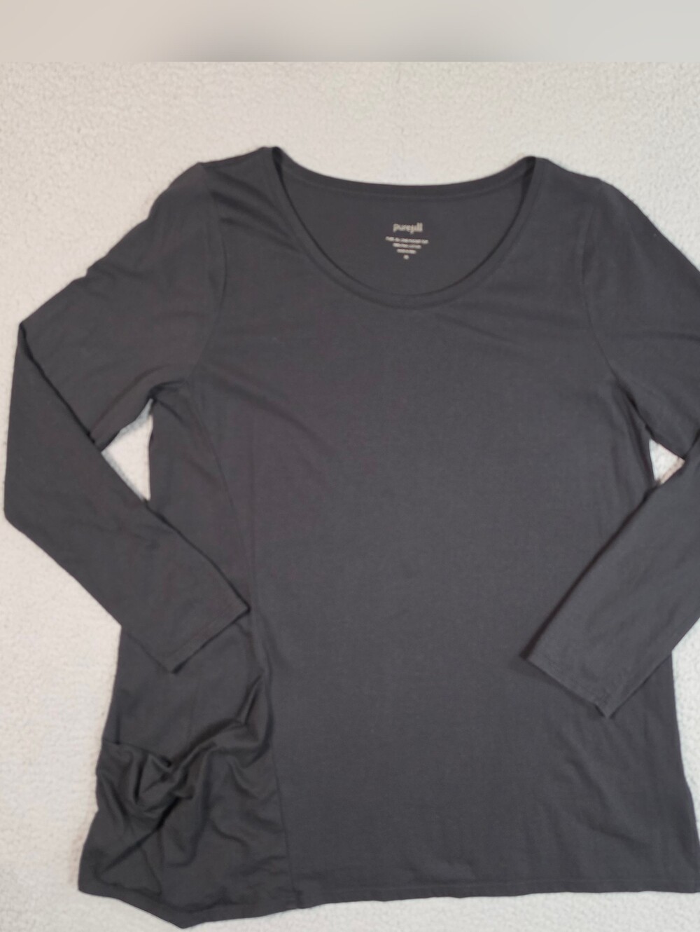 J. Jill Pure Jill‎ Pima Cotton One Pocket Angled Tee Tunic Top Black Size M